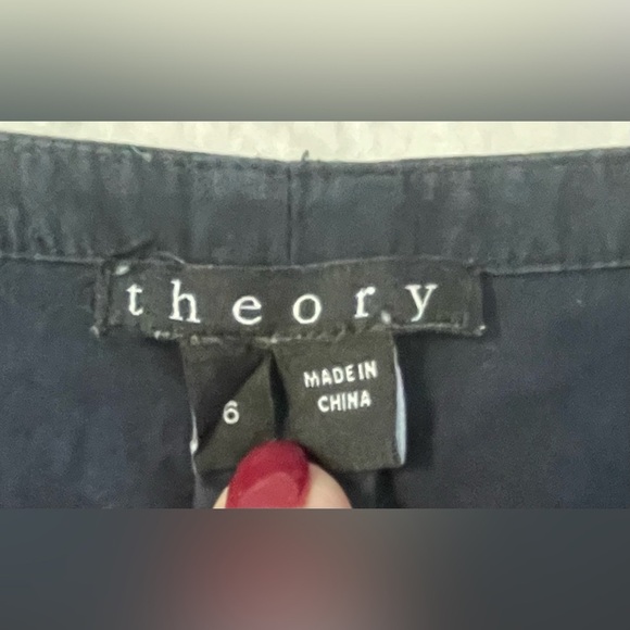 Theory Bonza Cotton Poplin Full Zip Front Knee Length Dress Navy Size 6 - Picture 4 of 9